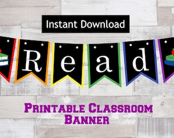 Cartel imprimible "Leer para el aula" - Descarga digital instantánea - Letrero de biblioteca - Decoración del aula