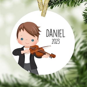 Boy Violin Player Personalized Christmas Ornament, Violin Ornament, Musical instrument, Violin Player, Musician Gift