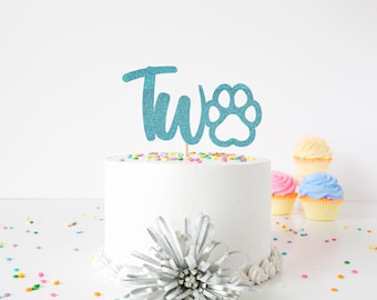 Paw Two Cake Topper, Dog 2nd Birthday Cake Topper, Puppy 2nd Birthday Party, Puppy Party, Paw Print, Paw Cake Topper