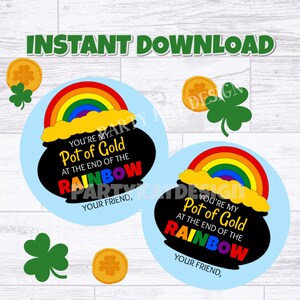 Pot of Gold Leckerli Tasche Geschenk zum ausdrucken, St. Patrick&#39;s Day, Leckerli Tasche, Klasse Leckereien, Partygeschenke, Lehrer Geschenk, Kobold Falle