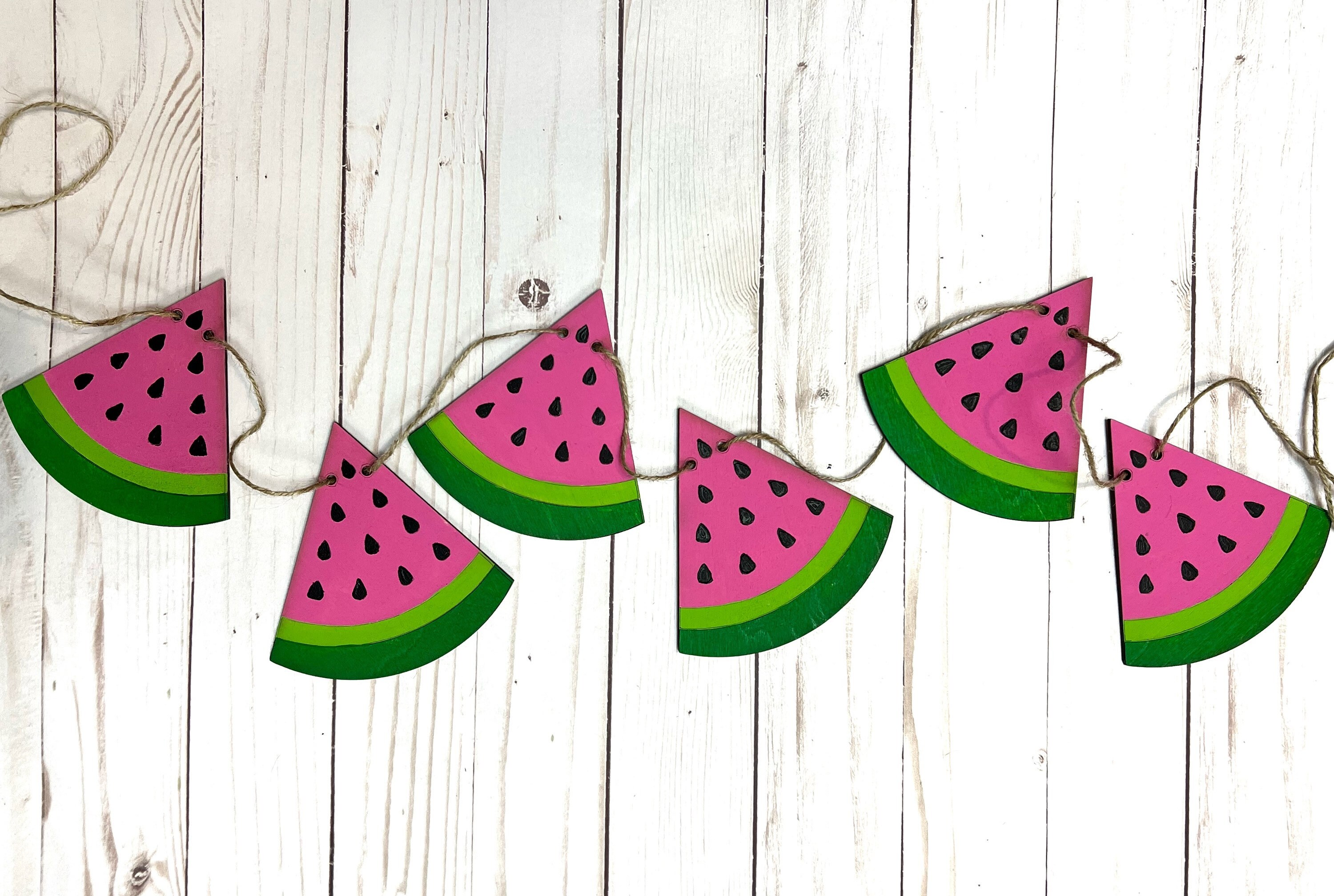 Watermelon Garland Wood Banner Fireplace Banner Summer Garland Home Decor Summer Banner One in a Melon