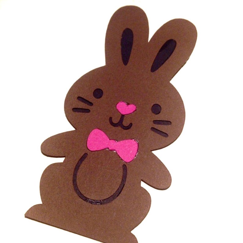 Easter Bunny Paper Die Cut Set of 5 Chocolate Bunny | Etsy