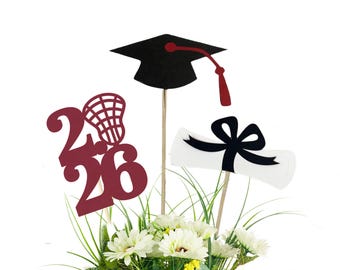 Class of 2026 Graduation Centerpiece Picks - Lacrosse Centerpiece, College High School Graduation party, Lacrosse Player Graduation,