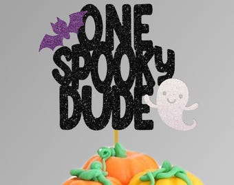 One Spooky Dude Halloween First Birthday Cake Topper, Halloween Birthday Party, Ghost Topper