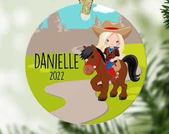 Cowgirl Christmas Ornament - Personalized Gift, Cowgirl Ornament, Horseback Riding, Horse Lover, Cowgirl Gift