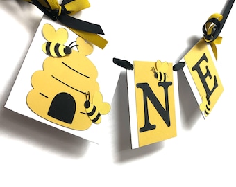 High Chair Banner: Queen Bee Theme - First Birthday Decoration