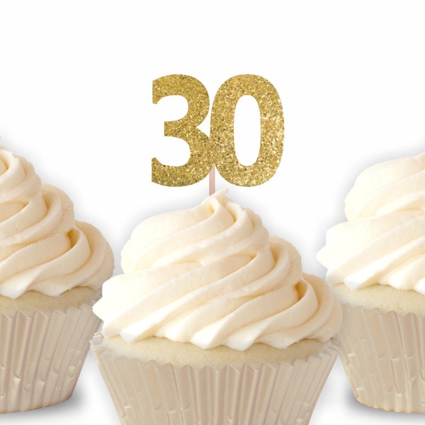 30 Cupcake Toppers - 30th Birthday Party Decorations, Wedding Anniversary, Table Decorations, Dirty Thirty