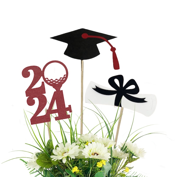 Class of 2024 Graduation Centerpiece Picks - Golf Centerpiece, College High School Graduation party, Golf Player Graduation,