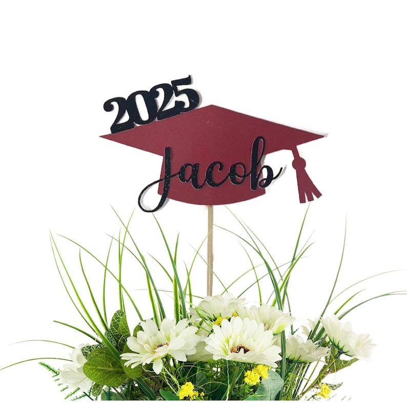 Personalized Graduation Centerpiece Picks, Script Letters, College Graduation, High School, Graduation party, Decorations, Class of 2026 画像 1