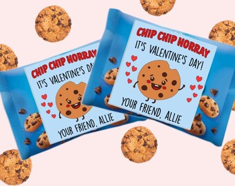 Pegatinas de galletas de San Valentín - Chip Chip Hooray, pegatinas de galletas de San Valentín para niños, pegatinas de San Valentín para el aula, fiesta de San Valentín