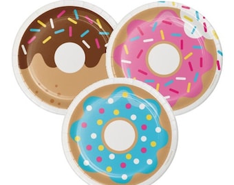 Donut Party Dessert Plates 8ct - First Birthday Party, Two Sweet, Donut Grow Up, Donut Theme, Sweet One