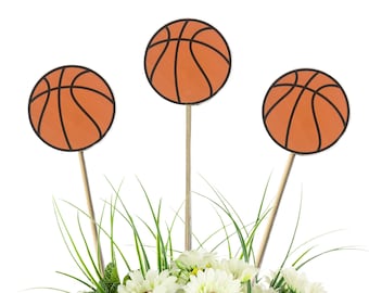 Basketball Centerpiece Picks - Class of 2026, Basketball Theme Birthday Party, Graduation Decor