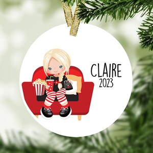 Movie Night Christmas Ornament - Girls Night, Movie Lover, Movie Ornament, Movie Theater, Teen Gift, Film Student