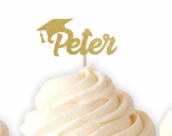 Personalized Graduation Cap Name Cupcake Toppers - Grad Party Decor, class of 2027