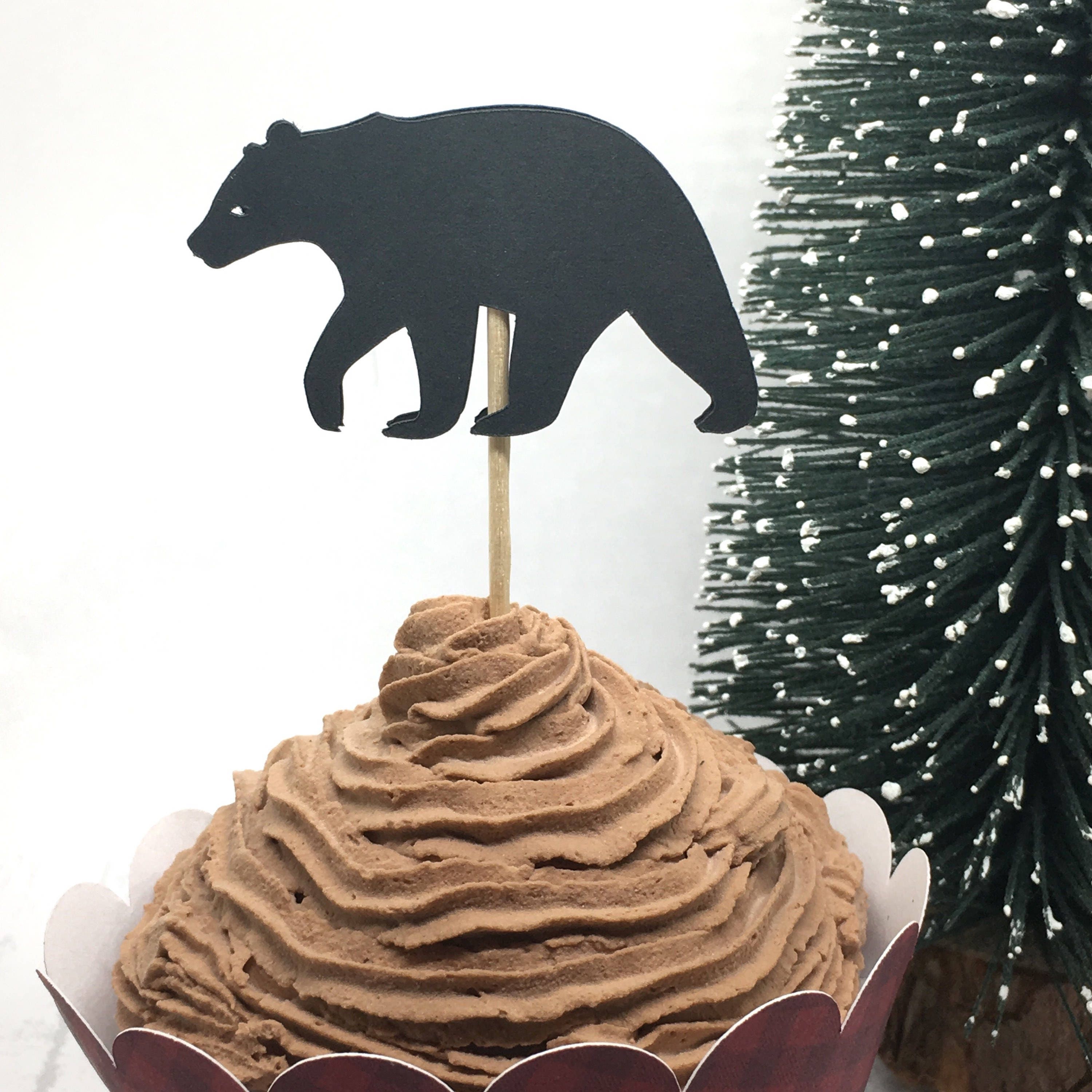 Bear Cupcake Toppers Set of 12 Wilderness theme food Etsy