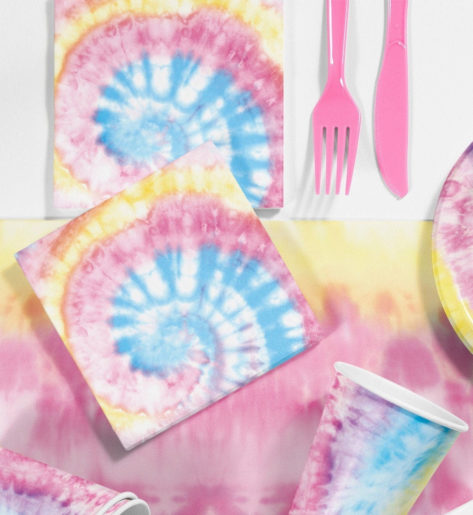 7 Pastel Tie Dye Plates Tie Dye Birthday Party Etsy