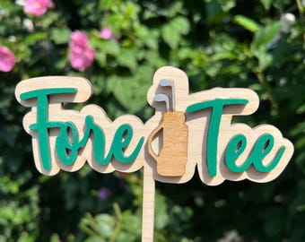Fore Tee Wood Cake Topper, Golf 40th Birthday Cake Topper, Birthday Party Decorations, Golfing Party
