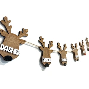 Reindeer Garland - Christmas Decoration, Christmas Banner, Fireplace Garland, Holiday Decoration, Wood Garland