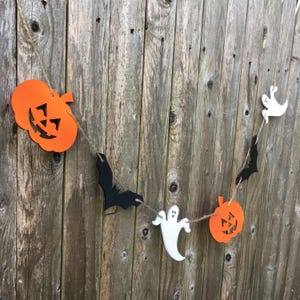 Halloween Garland - Halloween Decor, Halloween Party, Jack O'Lantern,  Ghost Banner, Halloween Wedding,  Wood Garland