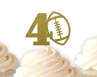 Custom Age Football Cupcake Toppers, Birthday Cupcakes, Age Cupcakes, Sports topper, Football Party,