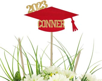 Personalized Graduation Centerpiece Picks, Script Letters, College Graduation, High School, Graduation party, Decorations, Class of 2027