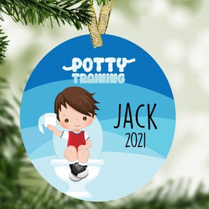 Potty Training Personalized Christmas Ornament - Potty Ornament, Potty Trained, Milestone Ornament, Toddler Ornament