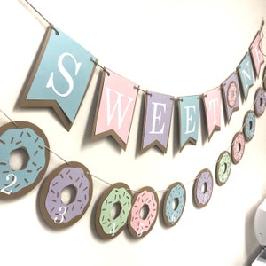 Sweet One Banner,  First Birthday, 12 Month Photo Banner, Donut Grow Up, 1st Birthday, Birthday Party Decoration