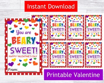 You are Beary Sweet Printable Tag - Instant Download Gummy Bear Label - Kids Class Gift