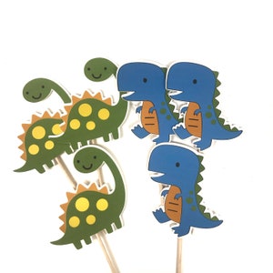 Dinosaur Cupcake Toppers - Birthday Party, Dinosaur party, Food Picks, Baby Shower, Three Rex, Dino Four,