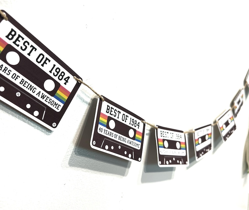 1986 40th Birthday Party Banner - Best of 1986 Cassette Tape, 80's Party image 2
