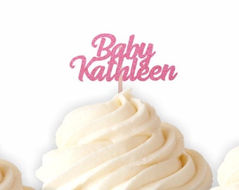 Toppers de Cupcake bébé personnalisé, Cupcakes personnalisés, Baby Shower, choix de nourriture, décor de fête, révélation de nom de bébé, toppers de nom de bébé