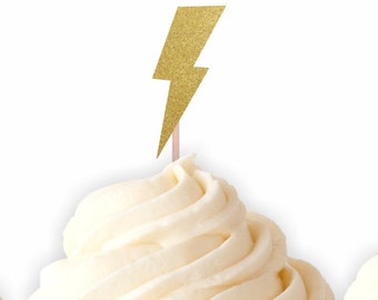 Lightning Bolt Cupcake Toppers, Lightning Food Picks, Comic Book, Superhero Party, Weather Party Decorations