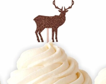 Deer Cupcake Toppers, Hunting Food Picks, Buck Birthday Party, The Hunt Is Over Party, Man Birthday Party, Forest Party Decor