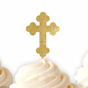 Cross Cupcake Toppers, Baptism Cupcake, Christening Party, First Holy Communion, Baptism Party, Christening cupcake, Easter Cupcake