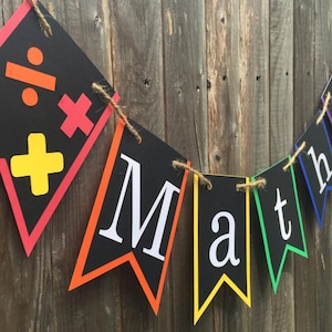 Banner de matemáticas, decoración de aula, tablón de anuncios, profesor de matemáticas, decoración de aula, banner escolar imagen 1