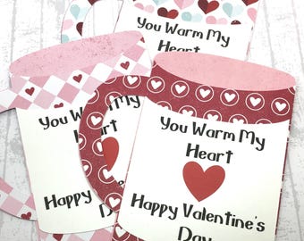Valentine's Day Hot Cocoa Mug - Pocket Card, Class Valentine, Valentine's Gift, Hot Chocolate, Party Favor, Gift Card Holder