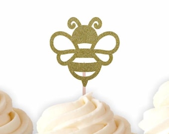 Bee Cupcake Toppers, Bumble Bee Themed Baby Shower Decorations Decor, Momma to Bee, Sweet as Can Bee