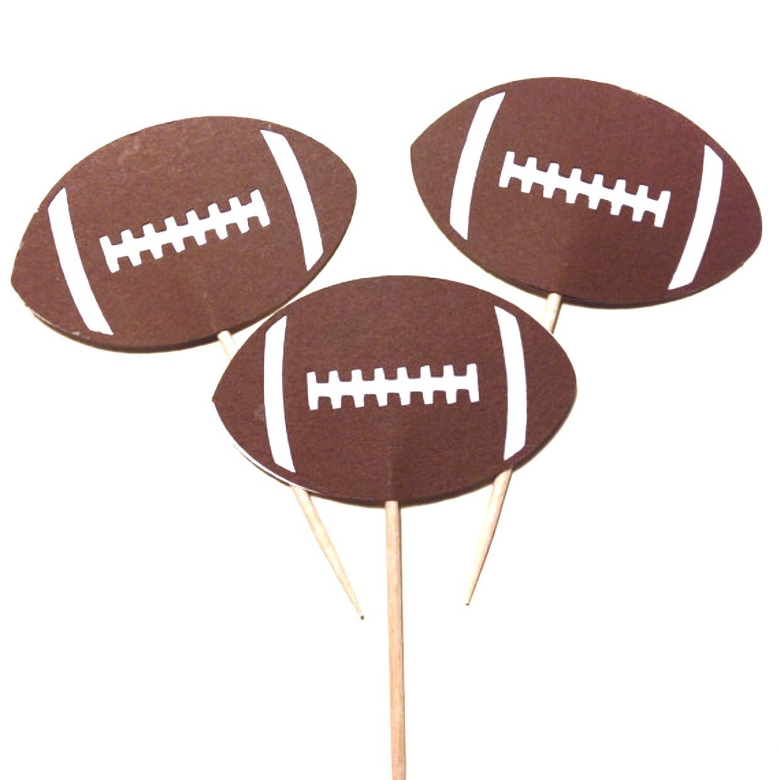 Football Cupcake Toppers Sports Theme Birthday Party Etsy