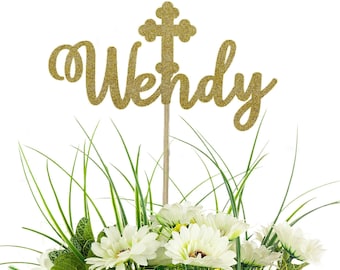 Personalized First Holy Communion Centerpiece Picks - Custom Baptism & Christening Decor