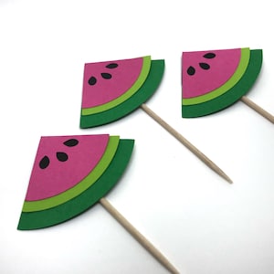 Watermelon Cupcake Toppers - Summer Birthday, Watermelon Party, Food Picks, First Birthday, Birthday Party,