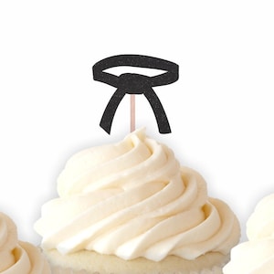 Karate Belt Cupcake Toppers, Karate Party Decorations, Martial Arts, Food Pick, Taekwondo Party, Birthday Party