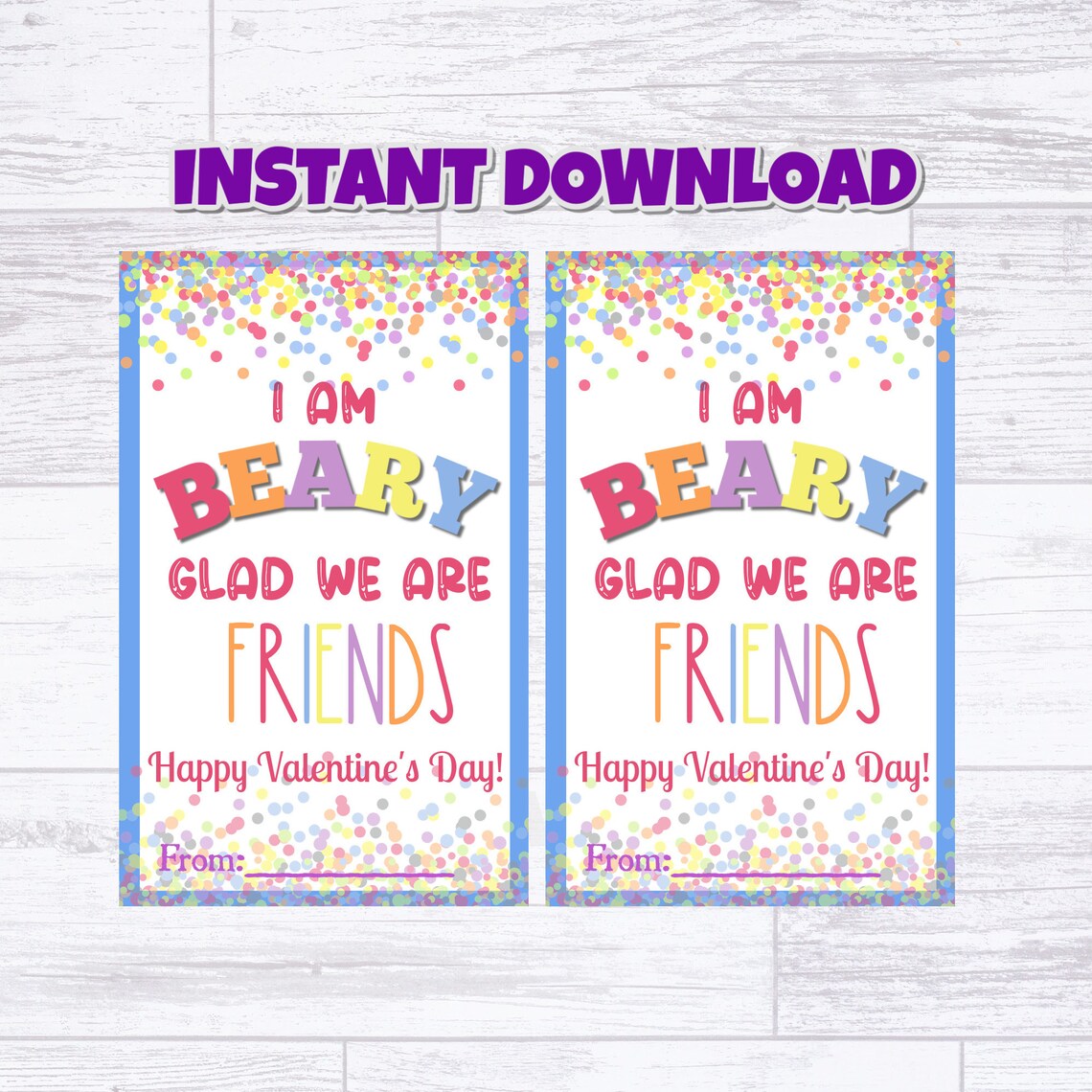 I m Beary Glad We Are Friends Printable Tag Instant Etsy