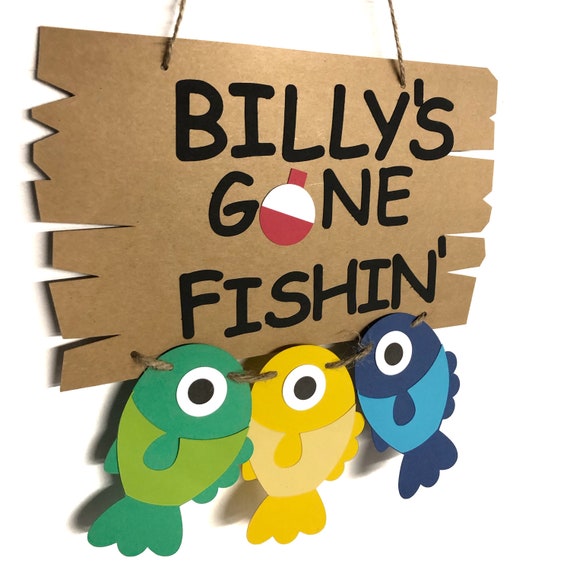 Fishing Party Door Sign Fish Theme, Party Decorations, Gone