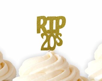 RIP 20's Cupcake Toppers, Funny 30th Birthday Party Decorations,