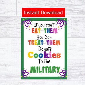 Cookie Booth Sign, If You Can't Eat Them Treat Them, Printable Sign, Cookie Sales,  Instant Download