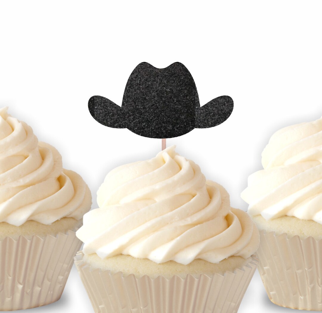 Cowboy Hat Cupcake Toppers Cowgirl Hat Food Picks, Cowboy Birthday