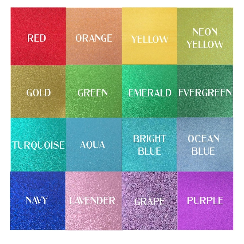 a group of different colors of glitter on a white background