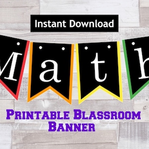 PRINTABLE Math Classroom Banner - Instant Digital Download -Teacher Classroom Decoration - Math Banner - classroom printable