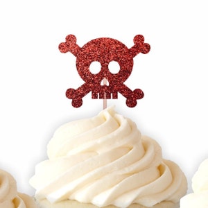 Jolly Roger Pirate Skull Cupcake Toppers - Pirate Party Decor and Food Picks