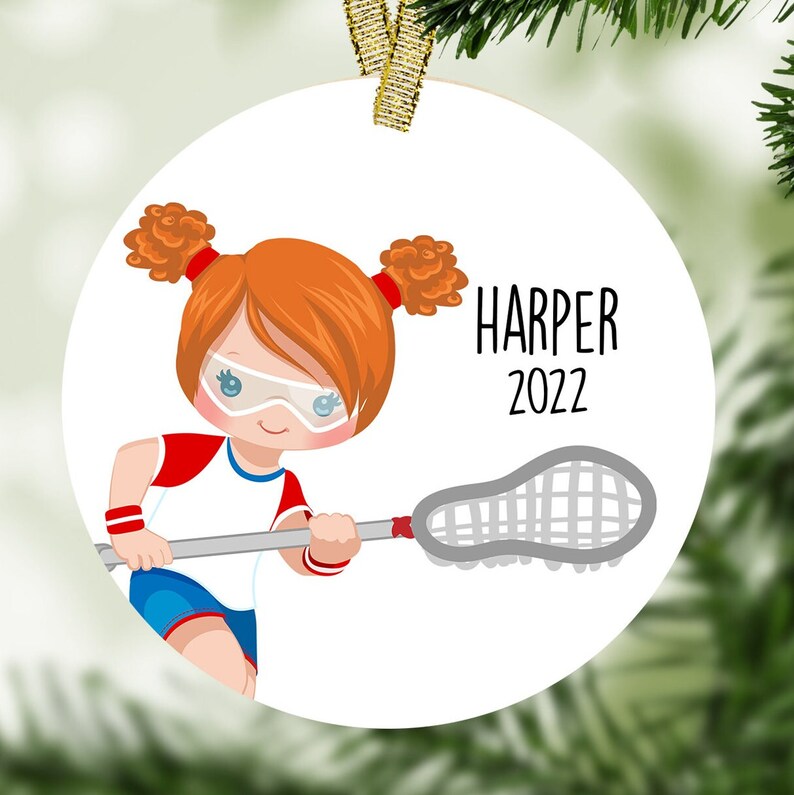 Girl Lacrosse Player Custom Personalized Christmas Ornament Etsy